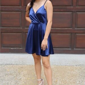 Windsor Navy Blue Satin Dress